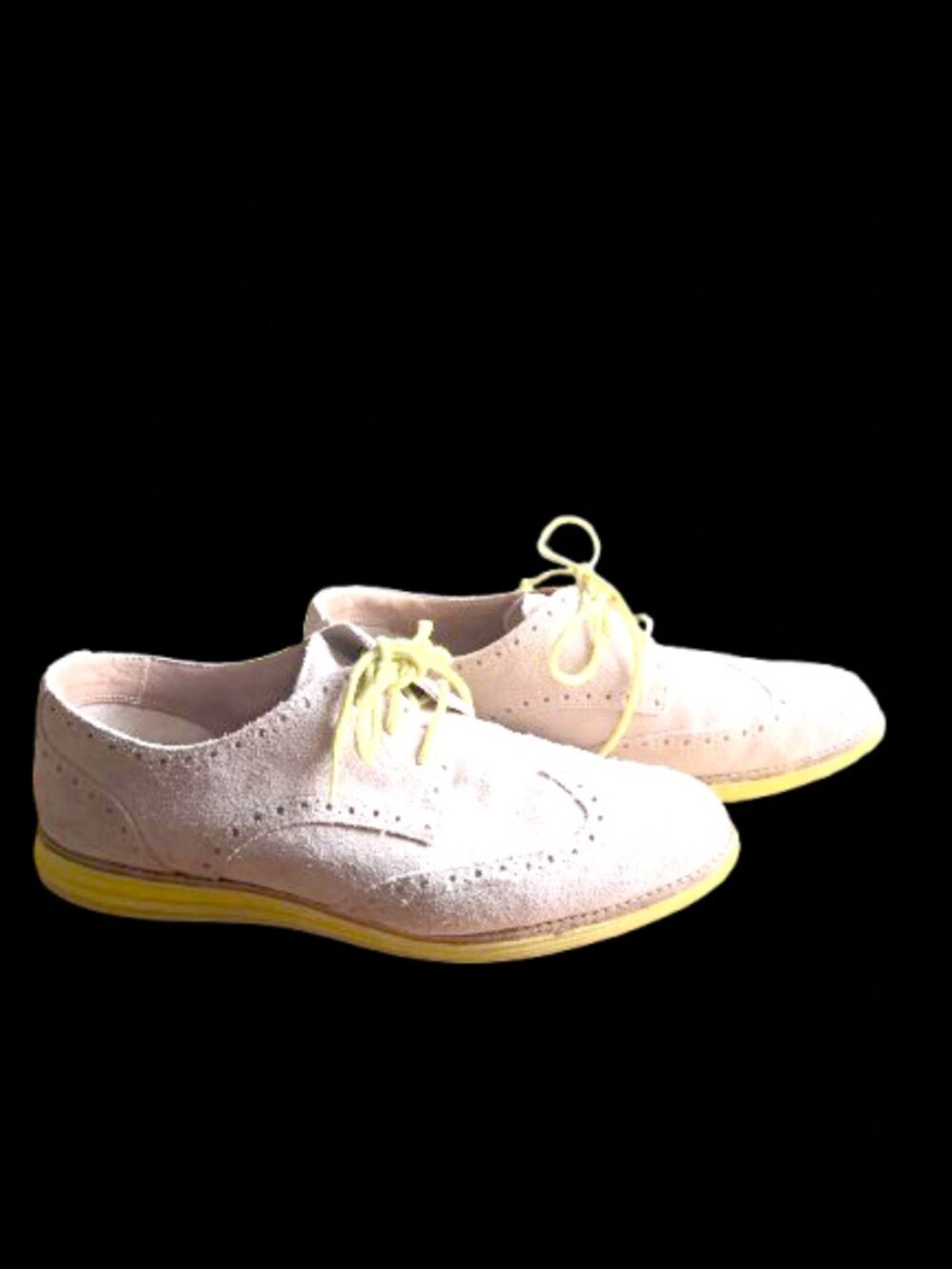 Cole Haan LunarGrand WingTip Oxfords Women’s, 10 Tan Upper/Yellow Laces & soles